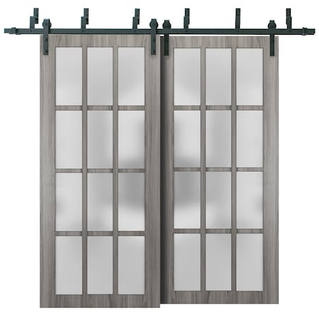 Sartodoors Barn Bypass Interior Door, 84" x 84", Gray FELICIA3312BBB-GA-8484